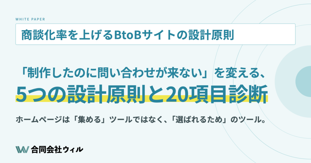 商談化率を上げるBtoBサイトの設計原則 ｜「問い合わせが来ない」を変える、5つの設計原則と20項目診断